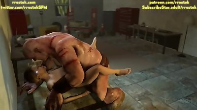 卡拉体面地被恶心的巨大食人魔 3 维卡通搞砸了